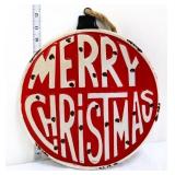 Round metal 11.5in Merry Christmas ornament sign
