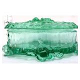 Fenton green oval rose trinket box