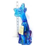 Fenton 12in blue carnival alley cat figure