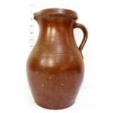 Vntg 11in brown stoneware pitcher