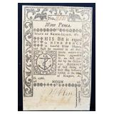 1786 Rhode Island 9 pence colonial note