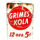 Vntg metal 13.5x19 Grimes Kola adv sign