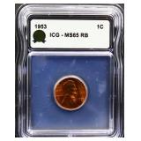 Graded MS65 1953 Lincoln penny