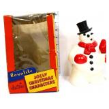 Vntg Royalite plastic 7in snowman w/ box, see pics