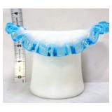 Fenton aqua crest 3in hat vase