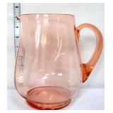 Vntg 7in pink depression water pitcher