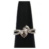 Sterling white sapphire round stone ring, lab made