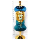 Vntg blue bohemian applied enamel apothecary jar