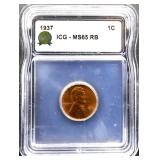 Graded MS65 1937 Lincoln wheat penny