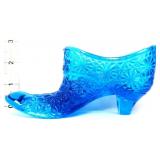 Blue glass daisy & button shoe