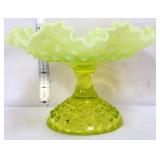 Fenton topaz opalescent hobnail 4in compote