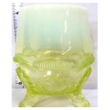 Vaseline topaz flint footed bowl