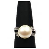 Sterling pearl ring, lab created