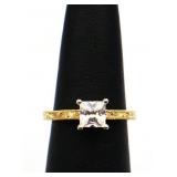 Sterling white sapphire solitaire ring lab created