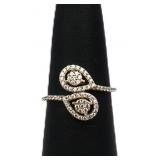 Sterling white topaz double oval ring, lab grown
