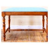 Vintage vanity bench w/ light blue fabric see pics