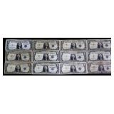 Lot of 12 blue seal $1 silver certificates