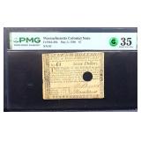 Graded 35 Massachusetts. 1780 $7 colonial note