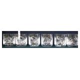6 bohemian crystal etched low ball glasses