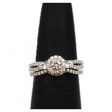 Sterling white sapphire round cut ring, lab grown