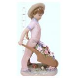 Lladro Wheelbarrow With Flowers boy figure