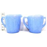 Vtg delphite blue cherry blossom child cream/sugar