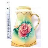 Vintage 6in hat pin holder with roses