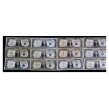 Lot of 12 blue seal $1 silver certificates