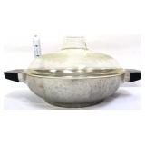 Vntg hammered aluminum pot w/ glass lid n