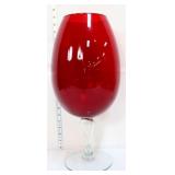 Vntg Empoli 19in red snifter, clear stem