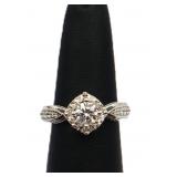 Sterling white sapphire round cut ring, lab grown