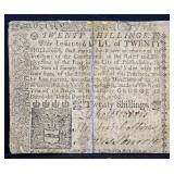 1769 Pennsylvania 20 shillings colonial note