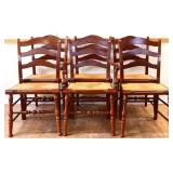 6 ladder back dining chairs w woven seat, see pics