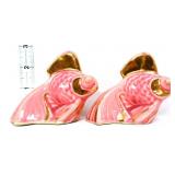 Pair MCM pink/gold fish salt/pepper shakers