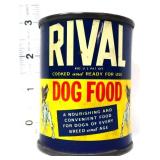 Vntg Rival Dog Food adv can bank