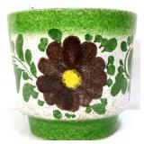 West German round planter w/ green banding