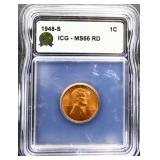 Graded MS66 1948S Lincoln wheat penny