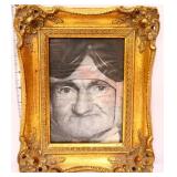 Framed 8.25x10.25 old woman face art