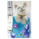 Fenton satin cat in blue bag figure