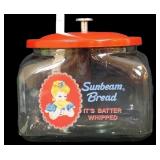 Square glass Sunbeam Bread canister