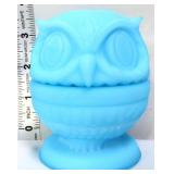 Fenton 3.5in blue satin owl fairy lamp