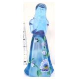 Fenton 7in misty blue girl figure w/ pansy flowers