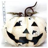 White metal 12in jack o lantern pumpkin