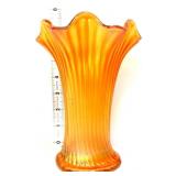 Fenton 7in marigold carnival fine rib vase