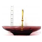 Vntg amethyst oval tray w/ center handle