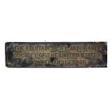 Vntg cast iron 24x6.25 Equitable Life plaque