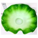 Green/white cased crimped edge bowl