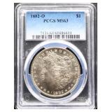 Graded MS63 1882O Morgan silver dollar