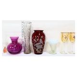 Mixed estate lot, inc red bird vase