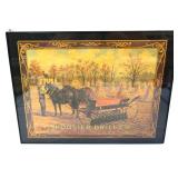 Vtg framed 12.25x18.25 Hoosier Drill paper adv